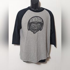 Men's Bomonster 3/4 Long Sleeve Motorcycle T-shirt Size Medium Blue and Grey